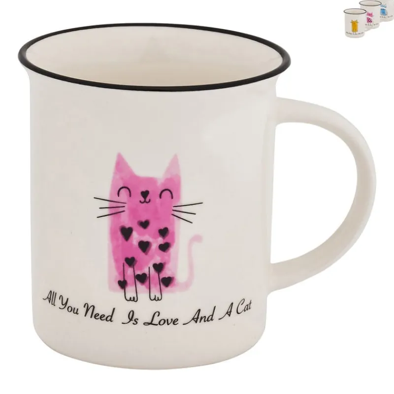 Xenos Mokken-Mok kat met tekst - diverse kleuren - 300 ml