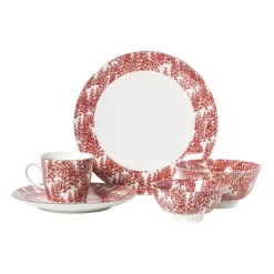 Xenos Mokken-Mok Mirna blaadjes - rood/wit - 360 ml