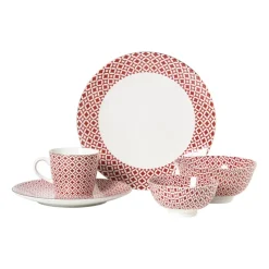 Xenos Mokken-Mok Mirna ruit - rood/wit - 360 ml