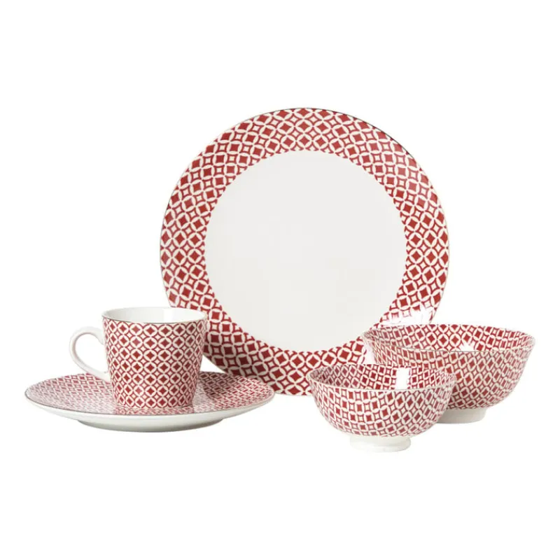 Xenos Mokken-Mok Mirna ruit - rood/wit - 360 ml