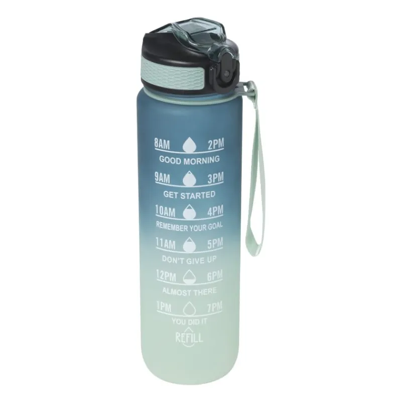 Xenos Drinkflessen|Kerstcadeaus-Motivatie waterfles - groen/blauw - 1 liter