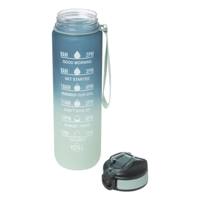 Xenos Drinkflessen|Kerstcadeaus-Motivatie waterfles - groen/blauw - 1 liter