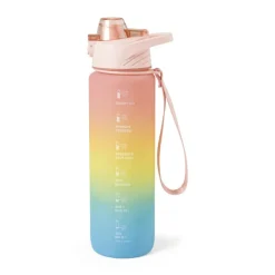 Xenos Drinkflessen|Kerstcadeaus-Motivatie waterfles 1 liter - regenboog