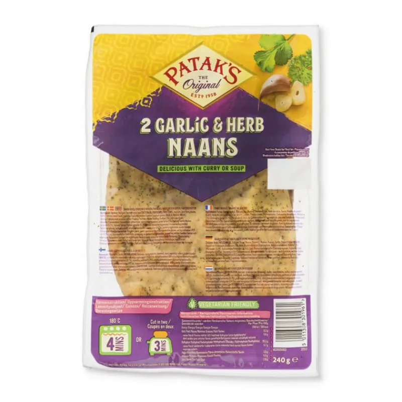 Xenos Indiase Keuken|Pasta, Rijst En Wraps-Naanbrood knoflook en koriander - Patak's - 260 g