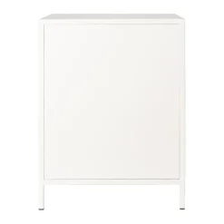 Xenos Nachtkastjes-Nachtkastje Luca met geribbeld glazen deurtje - offwhite - 55.5x40x32 cm