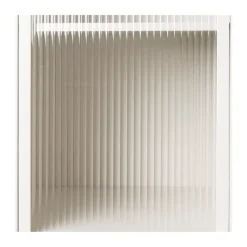 Xenos Nachtkastjes-Nachtkastje Luca met geribbeld glazen deurtje - offwhite - 55.5x40x32 cm