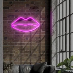 Xenos Led Lampen-Neon LED lamp lippen - roze - 15x28x2 cm