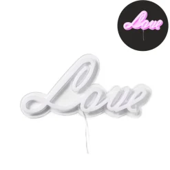 Xenos Kerstcadeaus|Led Lampen-Neon LED lamp love - roze - 30x15 cm
