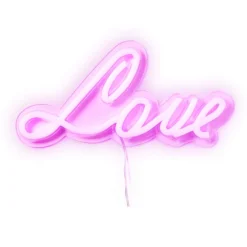 Xenos Kerstcadeaus|Led Lampen-Neon LED lamp love - roze - 30x15 cm