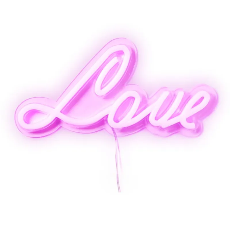 Xenos Kerstcadeaus|Led Lampen-Neon LED lamp love - roze - 30x15 cm