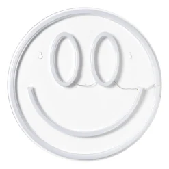 Xenos Kerstcadeaus|Led Lampen-Neon LED lamp smiley - geel - ø33x2 cm