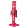 Xenos Kerstcadeaus|Kerstfiguren-Notenkraker beeldje - roze - 12.5 cm