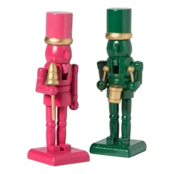 Xenos Kerstcadeaus|Kerstfiguren-Notenkraker beeldje - roze - 12.5 cm