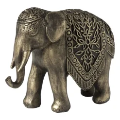 Xenos Decoratieve Beelden-Olifant - goudkleurig - 11x14x5 cm