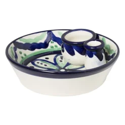 Xenos Schalen-Olijvenbakje flor - groen/blauw - 16 cm