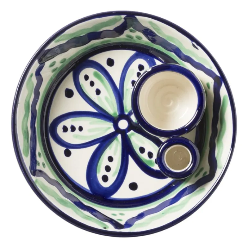 Xenos Schalen-Olijvenbakje flor - groen/blauw - 16 cm