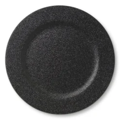 Xenos Borden-Onderbord glitter - zwart - ø33 cm