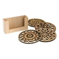 Xenos Onderzetters-Onderzetter hout deco - set van 4