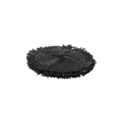 Xenos Onderzetters-Onderzetters franje zwart - set van 4 - ø10 cm
