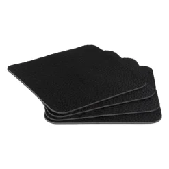 Xenos Onderzetters-Onderzetters PU leer - zwart - set van 4