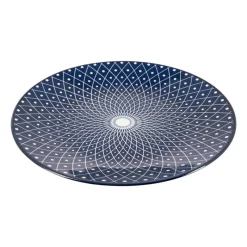 Xenos Borden-Ontbijtbord blue print - diamonds - ⌀21 cm