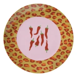 Xenos Borden-Ontbijtbord chili pepers - roze/rood - ø21x2 cm