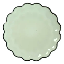 Xenos Borden|Kerstservies-Ontbijtbord clover - groen - ø2.5x22 cm