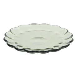 Xenos Borden|Kerstservies-Ontbijtbord clover - groen - ø2.5x22 cm