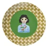 Xenos Borden-Ontbijtbord flower lady - geel/groen - ø21x2 cm
