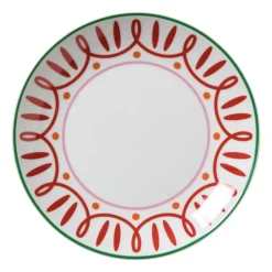 Xenos Borden-Ontbijtbord holly jolly - rood - ø20.6x2.5 cm