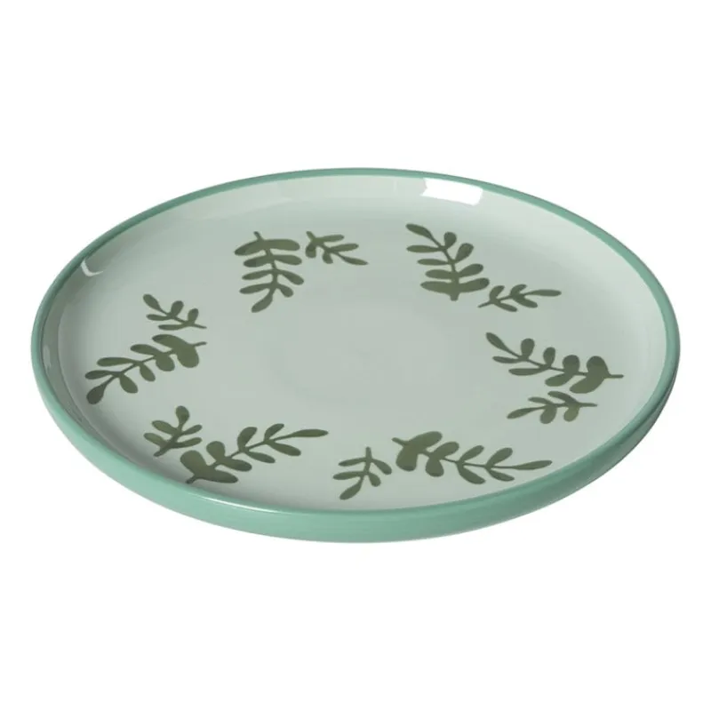 Xenos Borden|Kerstservies-Ontbijtbord jolie - groen - ø21x2.1 cm