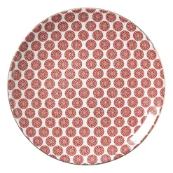 Xenos Borden-Ontbijtbord Mirna bloem - rood/wit - ø22x2 cm