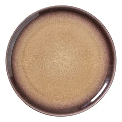 Xenos Borden-Ontbijtbord Olivia - bordeauxrood/beige - ø22x2 cm