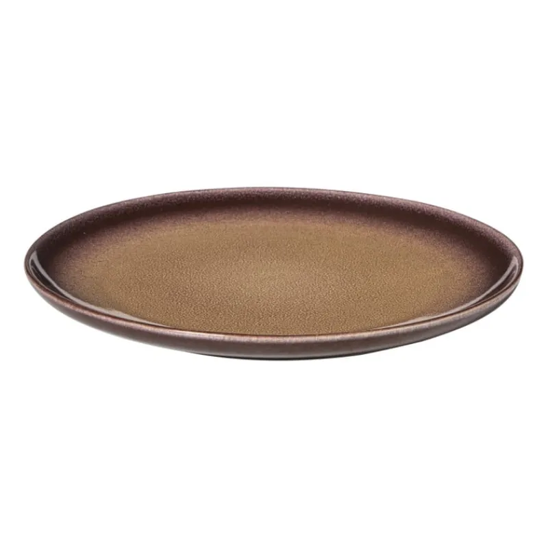 Xenos Borden-Ontbijtbord Olivia - bordeauxrood/beige - ø22x2 cm