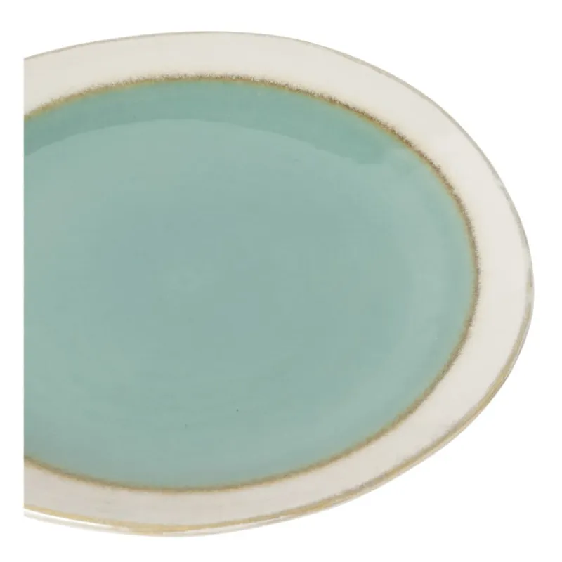 Xenos Borden-Ontbijtbord Roots - turquoise - ø22x2.5 cm