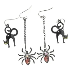 Xenos Verkleedaccessoires-Oorbellen spin - zwart