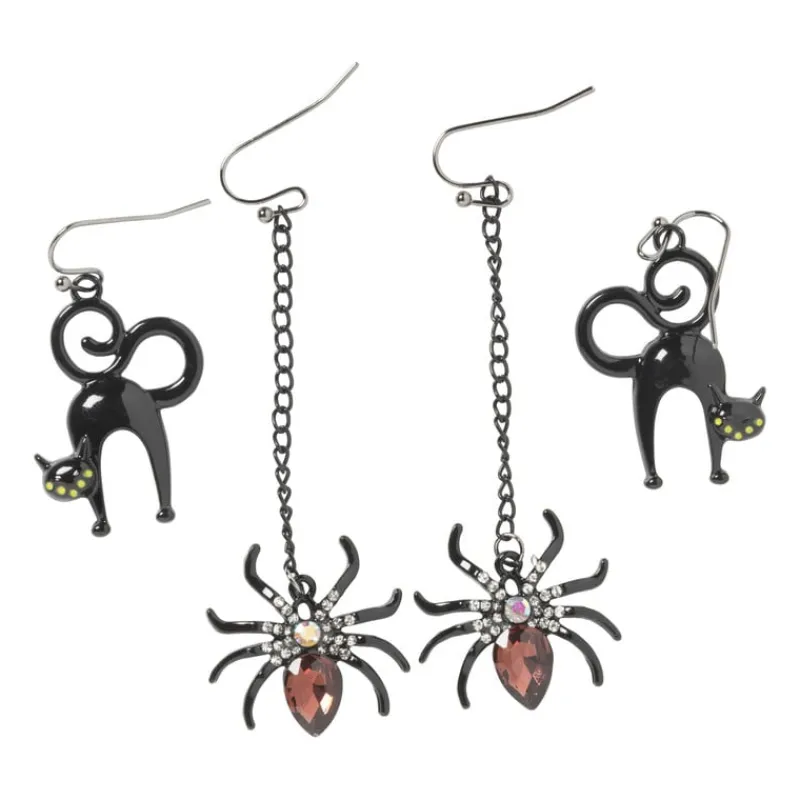 Xenos Verkleedaccessoires-Oorbellen spin - zwart