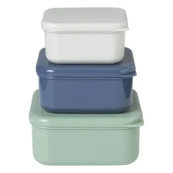 Xenos Broodtrommels-Opbergbakjes set van 3 - groen/blauw/grijs