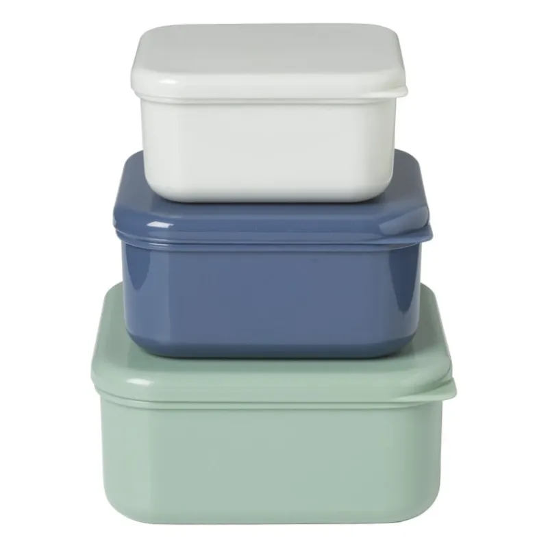Xenos Broodtrommels-Opbergbakjes set van 3 - groen/blauw/grijs