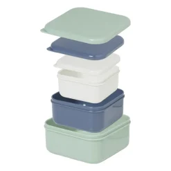 Xenos Broodtrommels-Opbergbakjes set van 3 - groen/blauw/grijs