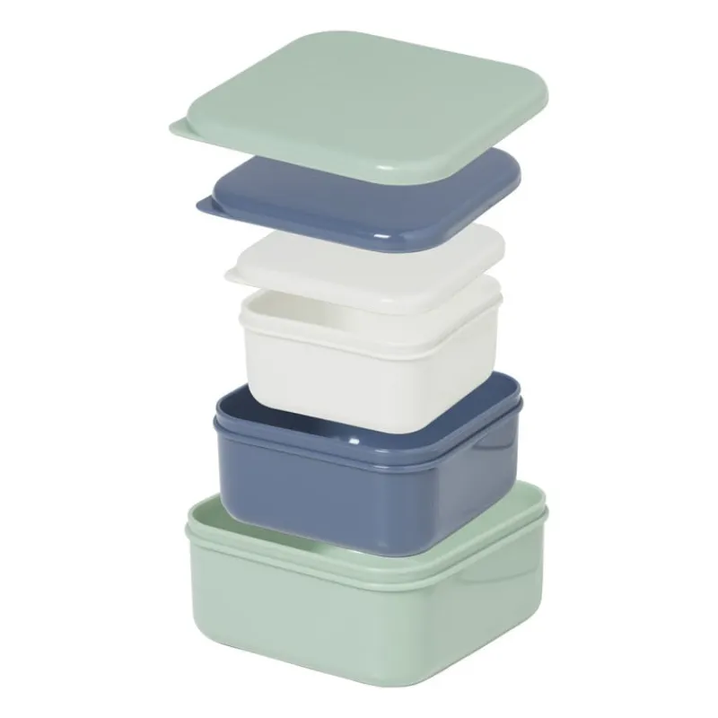 Xenos Broodtrommels-Opbergbakjes set van 3 - groen/blauw/grijs