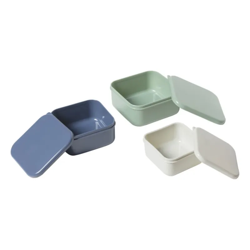 Xenos Broodtrommels-Opbergbakjes set van 3 - groen/blauw/grijs