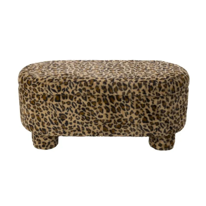 Xenos Bankjes-Opbergbank luipaard dodo - bruin - 43x100x42 cm