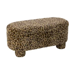 Xenos Bankjes-Opbergbank luipaard dodo - bruin - 43x100x42 cm