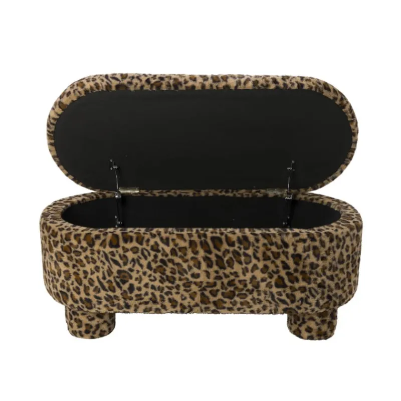Xenos Bankjes-Opbergbank luipaard dodo - bruin - 43x100x42 cm