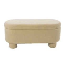 Xenos Bankjes-Opbergbank teddy dodo - beige - 43x100x42 cm