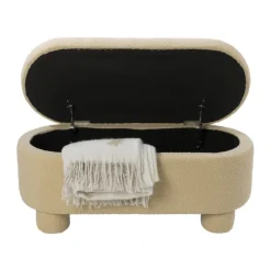 Xenos Bankjes-Opbergbank teddy dodo - beige - 43x100x42 cm