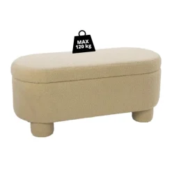 Xenos Bankjes-Opbergbank teddy dodo - beige - 43x100x42 cm