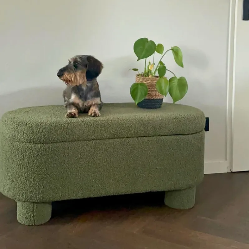 Xenos Bankjes-Opbergbank teddy dodo - groen - 43x100x42 cm