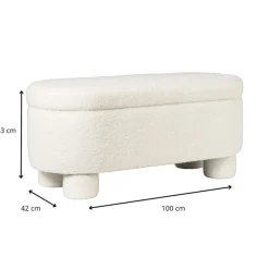 Xenos Bankjes-Opbergbank teddy dodo - wit - 43x100x42 cm